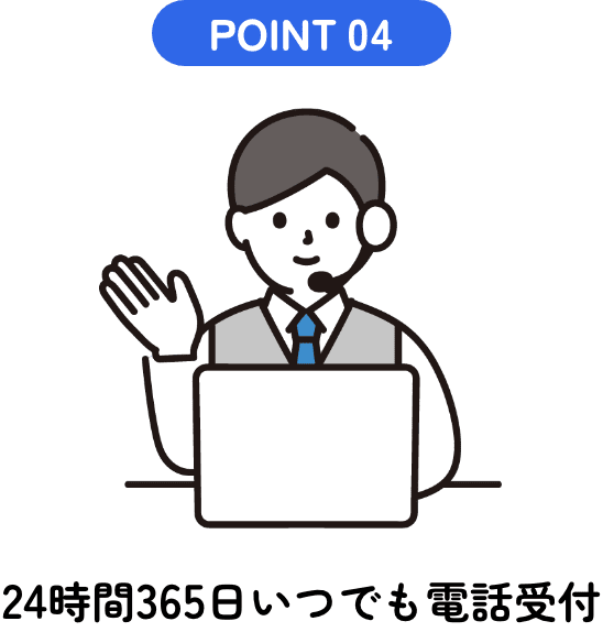 POINT0424時間365日いつでも電話受付